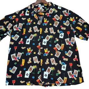 VTG Pacific Legend Shirt Mens 2XL Poker Cards Gambling Hawaiian Casino Camp